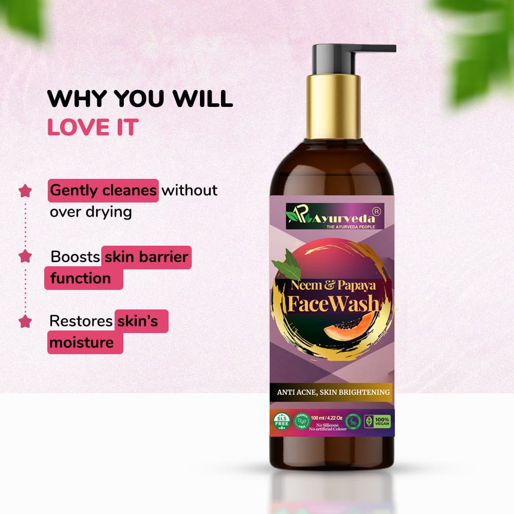Anti acne, Skin Brightening Ayurvedic Neem & Papaya Face Wash